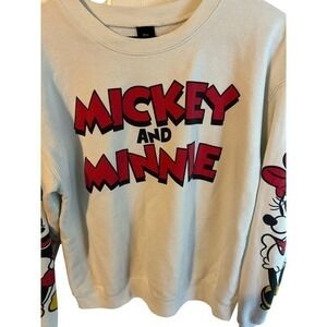 Desney Sweatshirt‎ Women size Large 11-13 Beige Vintage Style M<ickey And Minnie